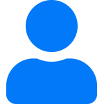Blue user avatar icon on a transparent background.