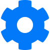Blue gear icon with six teeth, commonly used to represent settings or configuration options.