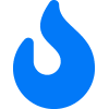 Blue flame icon on a transparent background, symbolizing heat, fire, or energy.