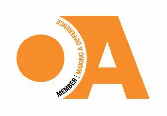 Orange circle and large A with the words MEMBER / MAKING A DIFFERENCE along the curve of the circle.