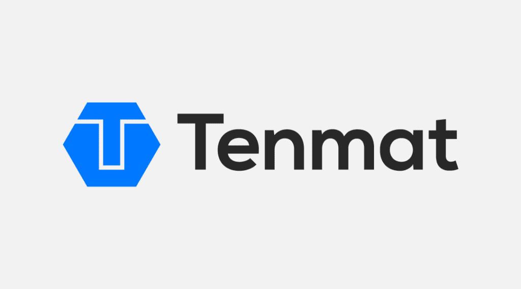 Tenmat logo with a blue hexagon and white T next to the word Tenmat in bold black letters.