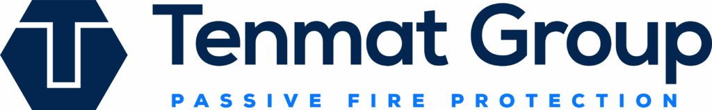 Tenmat Group logo with blue strapline: Passive Fire Protection.