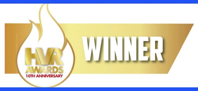 tenmat-inducted-in-prestigious-hall-flame-hvr-awards-2019 Gold banner with HVR Awards 10th Anniversary logo and large white text reading Winner.