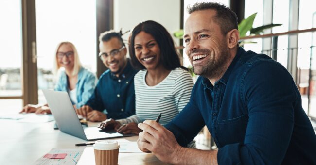 office speaking people