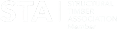 STA Structural Timber Association member logo, white text, transparent background.